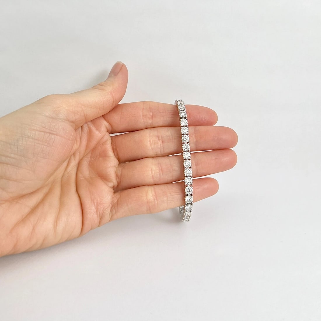 Round Diamond Tennis Bracelet 14K White Gold, 7 Inches, 10.05 CTW - 2