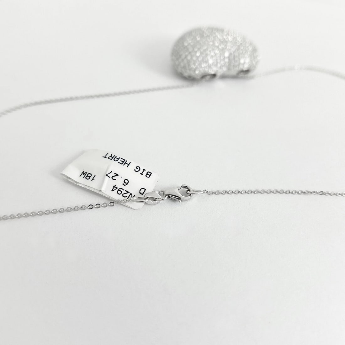 Italian Big Pave Diamond Puff Heart Pendant Necklace 18K 14K White Gold 6.27 CTW - 7