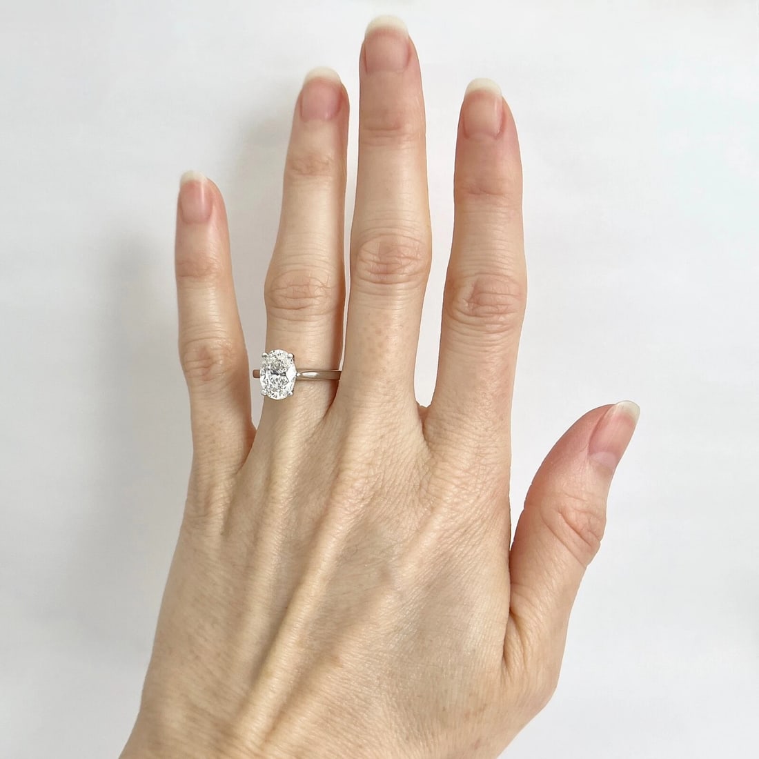 GIA Oval Solitaire Diamond Engagement Ring 14K White Gold, 2.30 CT - 2