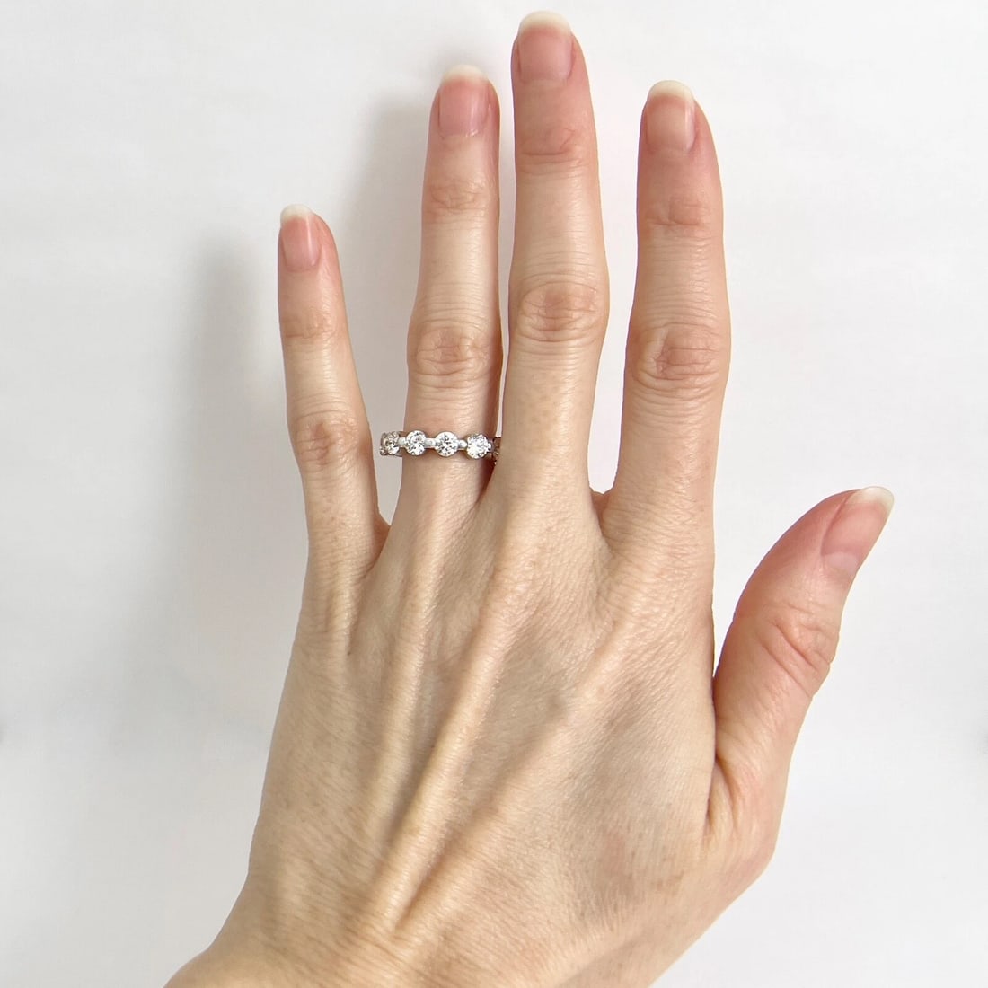 7-Stone Round Diamond Single Prong Wedding Band Ring 14K White Gold 1.76 CTW - 2