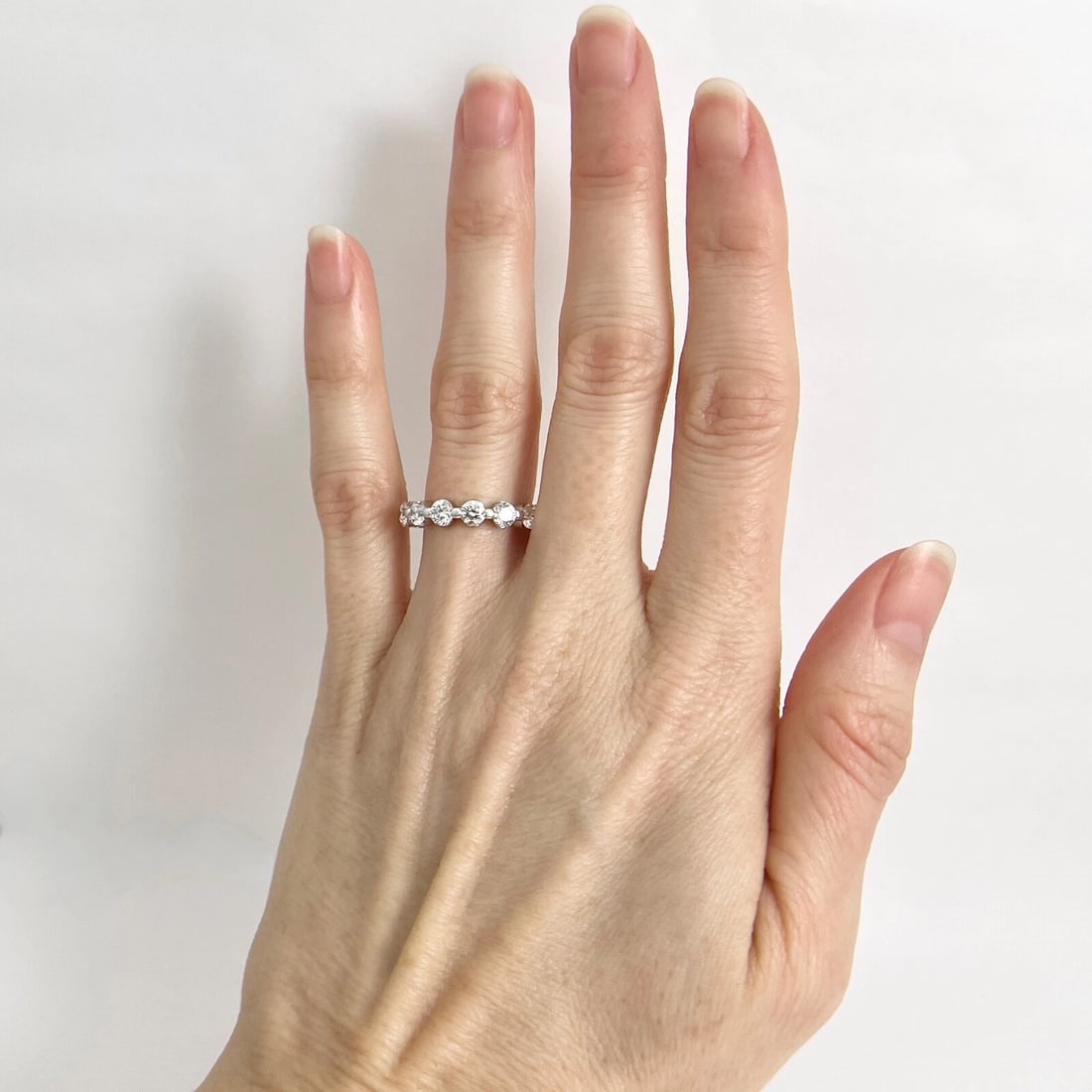Round Diamond Single Prong Eternity Ring Wedding Band 14K White Gold 2.65 CTW - 2