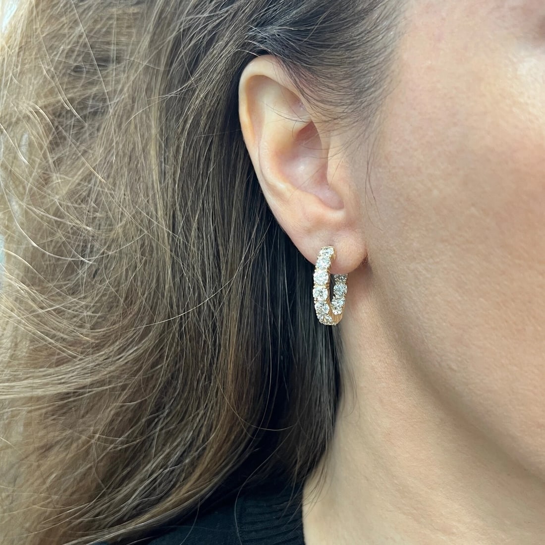 Inside-Out Diamond Hoop Earrings 14K Yellow Gold, 5.39 CTW - 2