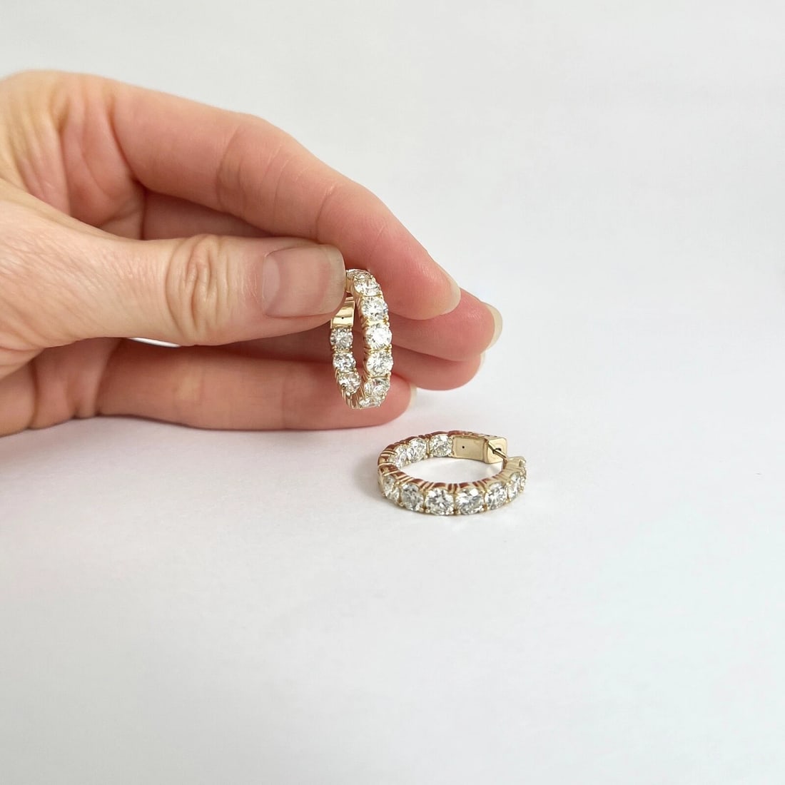 Inside-Out Diamond Hoop Earrings 14K Yellow Gold, 5.39 CTW - 3