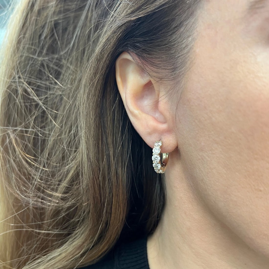 Diamond Hoop Earrings 14K Yellow Gold, 3.85 CTW - 2