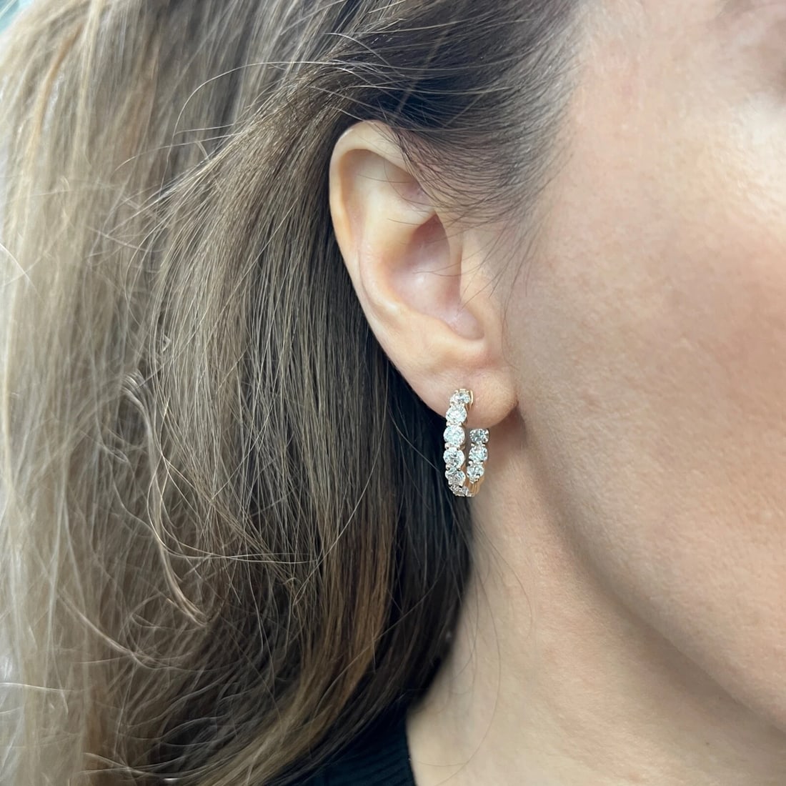 Inside-Out Diamond Hoop Earrings 14K Yellow Gold 4.95 CTW - 2