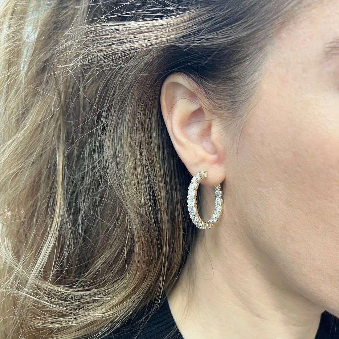 Inside-Out Diamond Hoop Earrings 14K Yellow Gold 9.45 CTW - 2