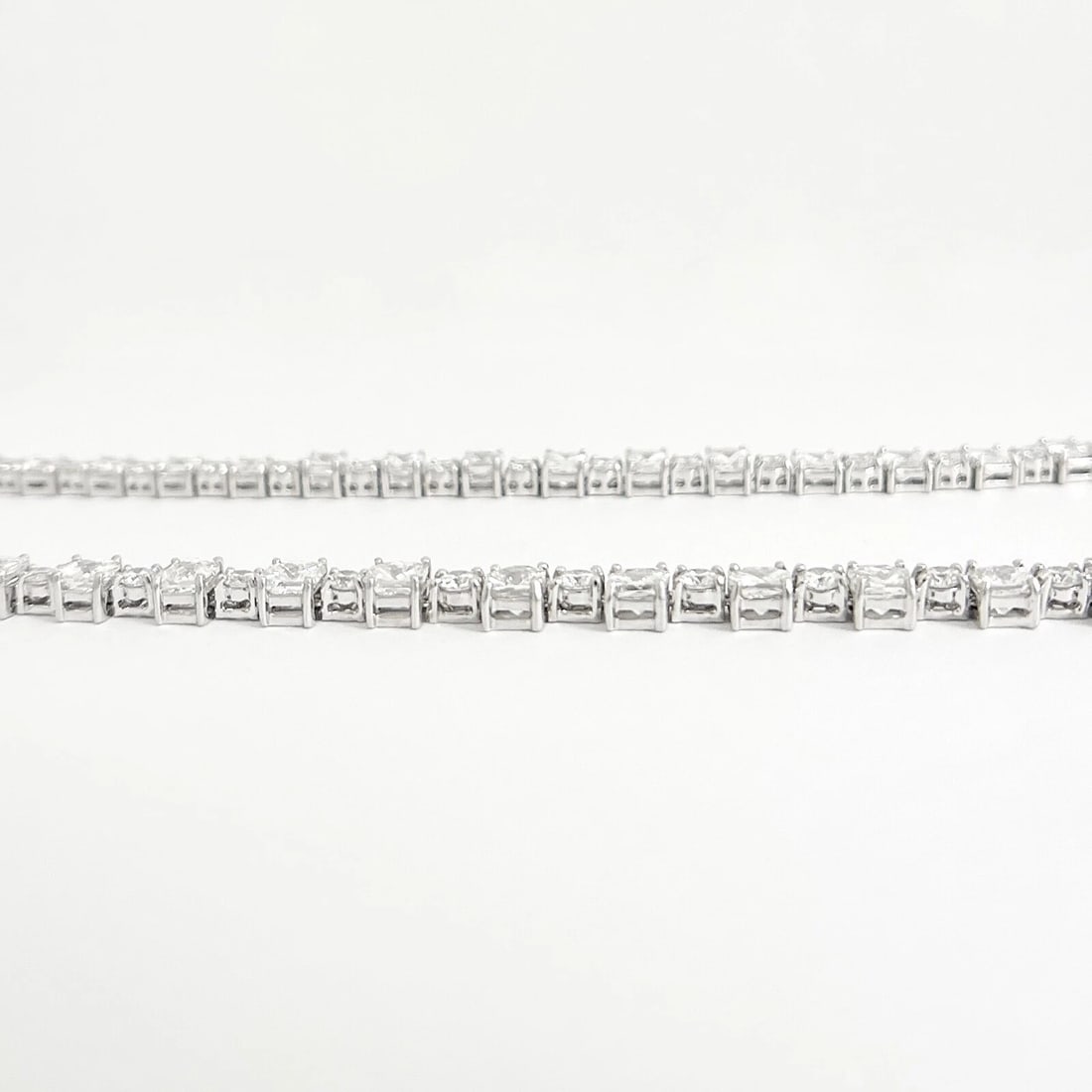 Cushion Cut Round Diamond Tennis Statement Necklace Platinum, 30.74 CTW - 5