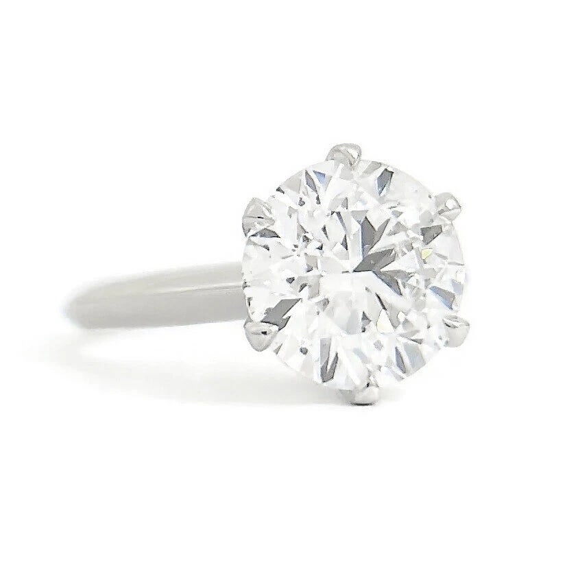 GIA Certified Round Diamond Solitaire Engagement Ring Platinum, 3.00 CT (1 of 11)