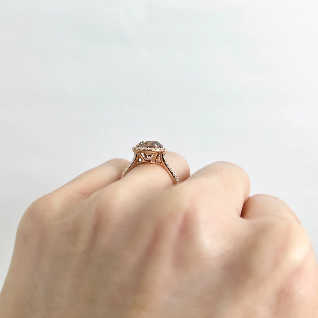 GIA Round Fancy Brown Diamond Halo Engagement Ring 14K Rose Gold 2.47 CTW - 6