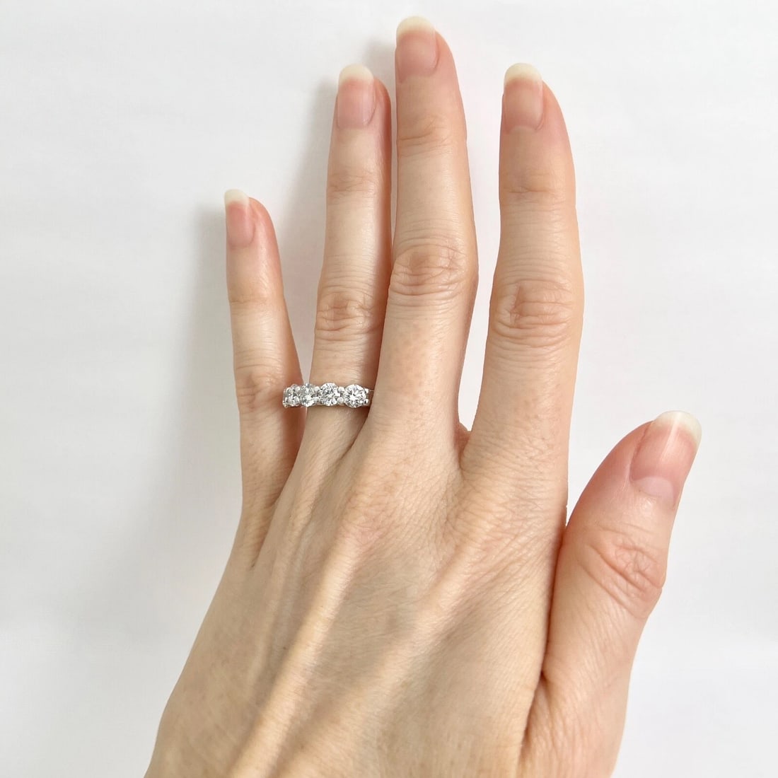 5-Stone Round Diamond Wedding Band Anniversary Ring 14K White Gold, 1.75 CTW - 2