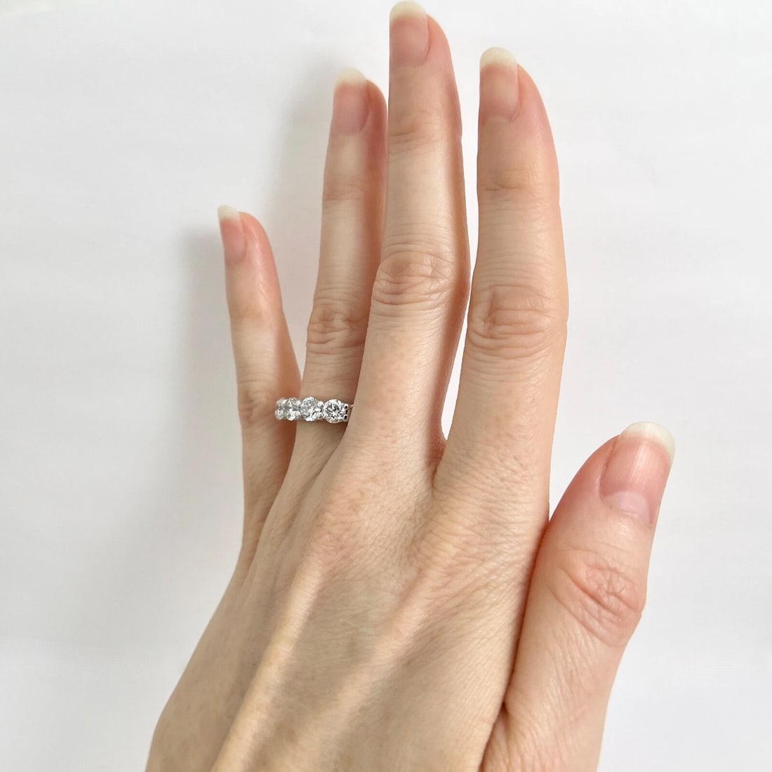 5-Stone Round Diamond Wedding Band Anniversary Ring 14K White Gold, 1.75 CTW - 3