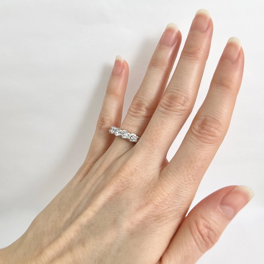 5-Stone Round Diamond Wedding Band Anniversary Ring 14K White Gold, 1.75 CTW - 4