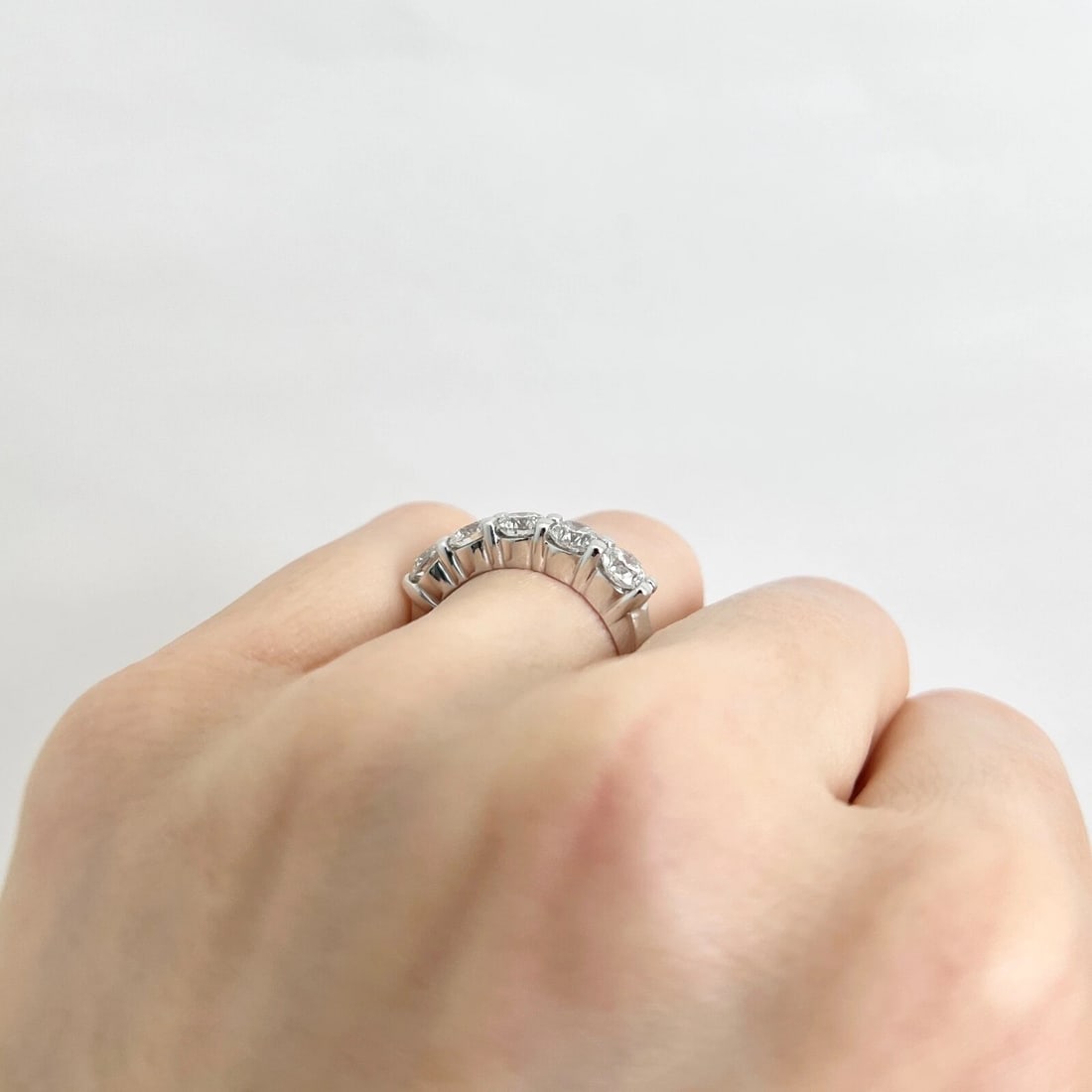 5-Stone Round Diamond Wedding Band Anniversary Ring 14K White Gold, 1.75 CTW - 5