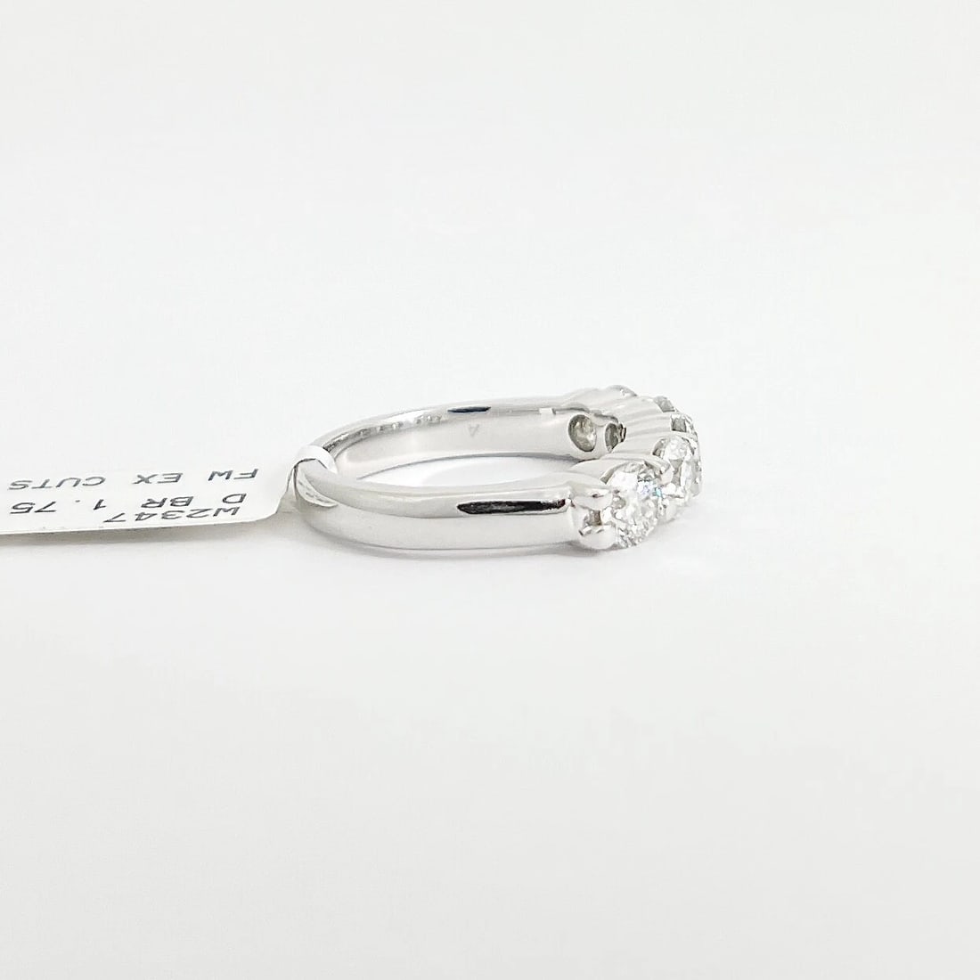 5-Stone Round Diamond Wedding Band Anniversary Ring 14K White Gold, 1.75 CTW - 7