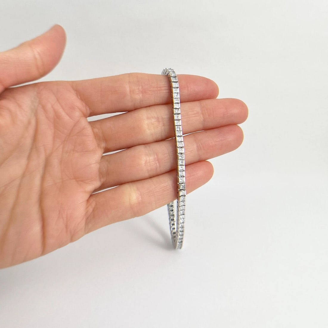 Princess Diamond Channel-Set Tennis Bracelet 14K White Gold, 5.07 CTW - 2