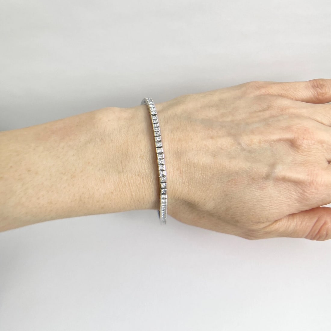 Princess Diamond Channel-Set Tennis Bracelet 14K White Gold, 5.07 CTW - 3