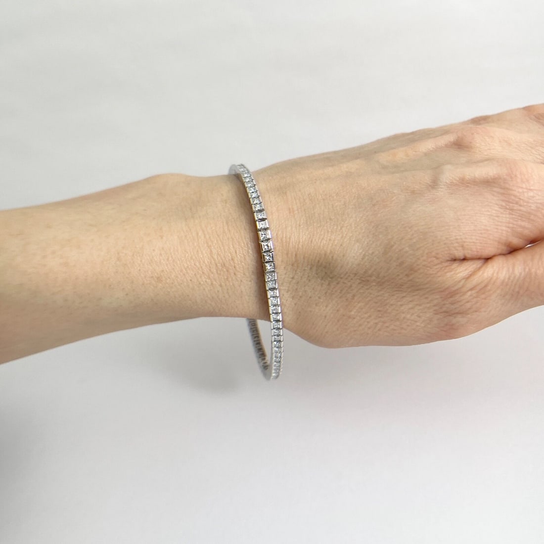 Princess Diamond Channel-Set Tennis Bracelet 14K White Gold, 5.07 CTW - 4