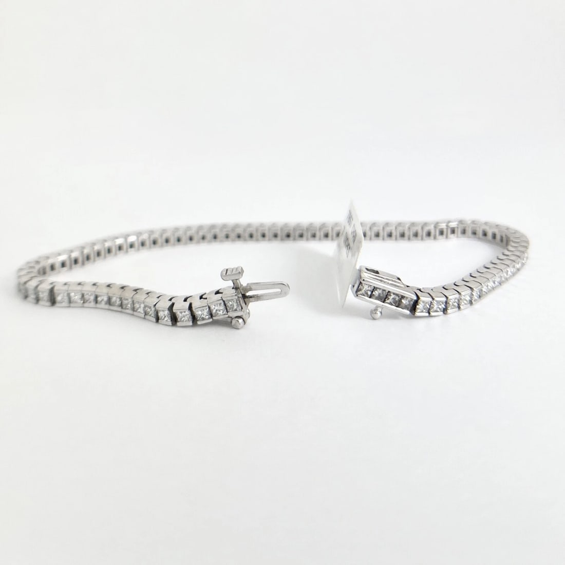Princess Diamond Channel-Set Tennis Bracelet 14K White Gold, 5.07 CTW - 7