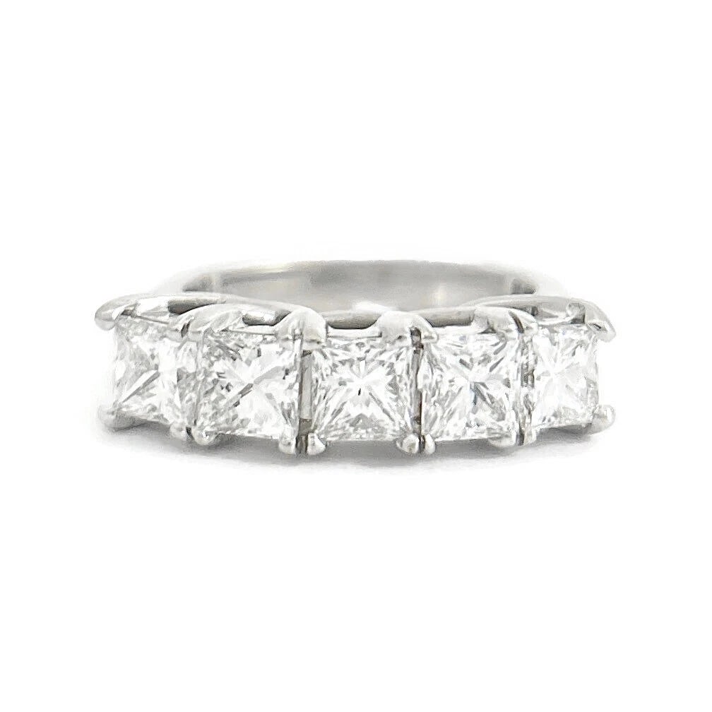 5-Stone Princess Cut Diamond Wedding Band Anniversary Ring 14K White Gold 2.59 T: Title: 5-Stone Princess Cut Diamond Wedding Band Anniversary Ring 14K White Gold 2.59 T Description: 5-Stone Princess Cut Diamond Wedding Band Anniversary Ring 14K White Gold 2.59 CTW This is a lovely