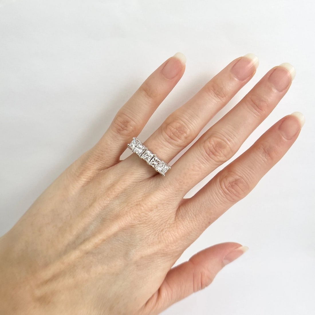 5-Stone Princess Cut Diamond Wedding Band Anniversary Ring 14K White Gold 2.59 T - 6