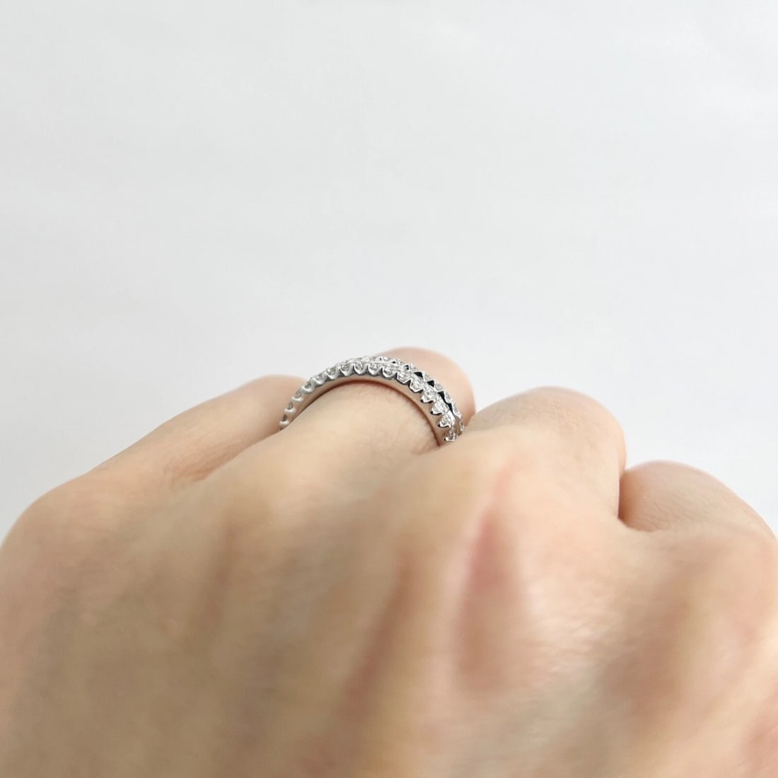 Baguette Round Diamond Eternity Ring Anniversary Band 18K White Gold, Size 5.75 - 7