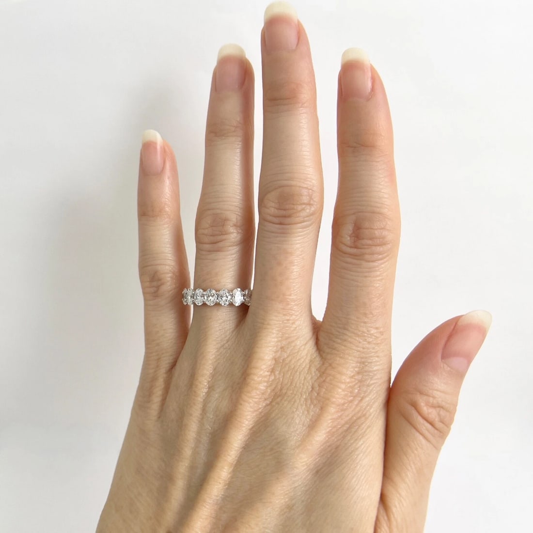 Oval Diamond Eternity Ring Wedding Anniversary Band Platinum 3.54 CTW - 2