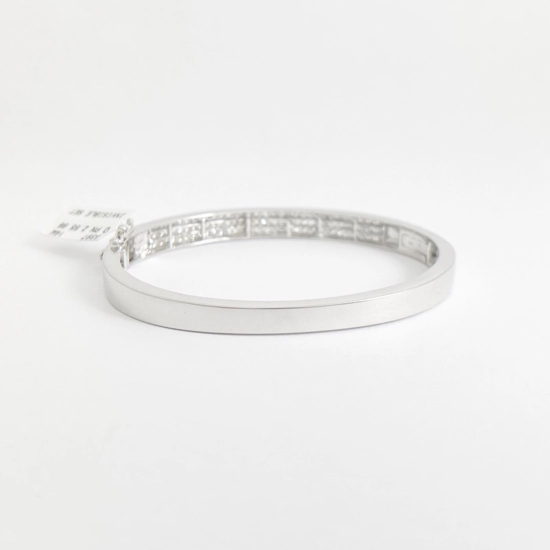 Princess Diamond Invisible Set Bangle Bracelet 14K White Gold, 2.55 CTW - 6