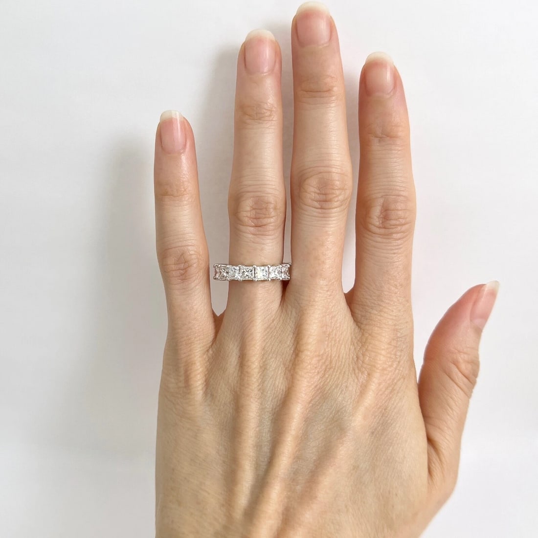 Princess Cut Diamond Eternity Ring Wedding Band 14K White Gold 4.68 CTW - 2