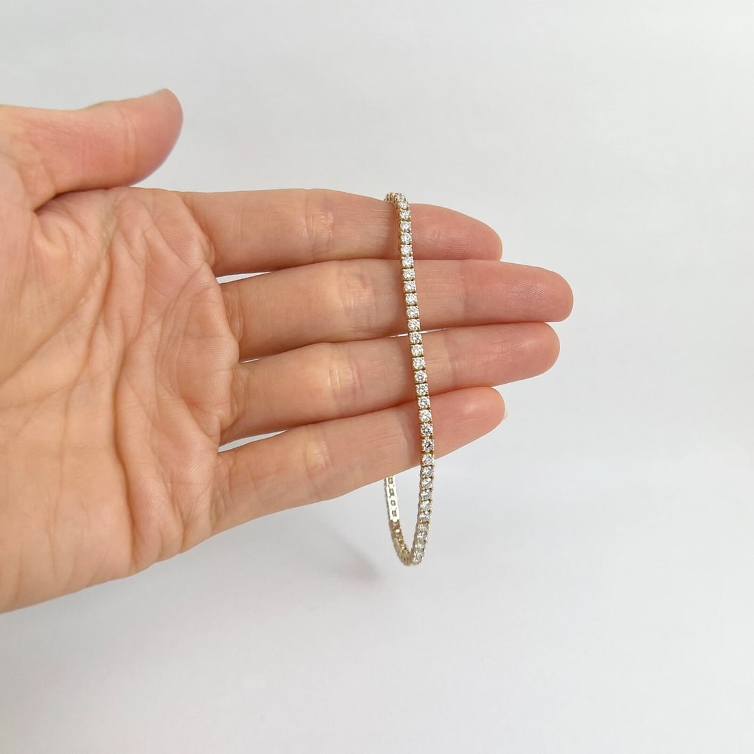 Round Diamond Tennis Bracelet 14K Yellow Gold, 7 Inches, 3.15 CTW - 2