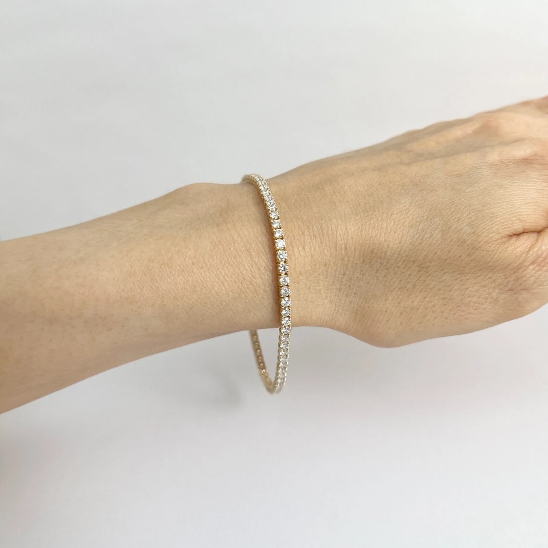 Round Diamond Tennis Bracelet 14K Yellow Gold, 7 Inches, 3.15 CTW - 4