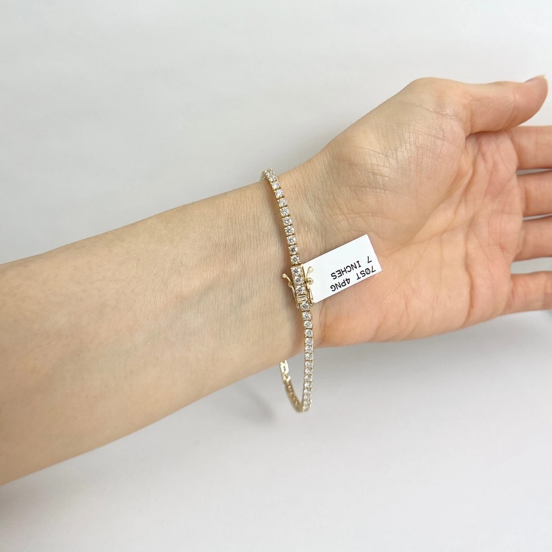Round Diamond Tennis Bracelet 14K Yellow Gold, 7 Inches, 3.15 CTW - 5
