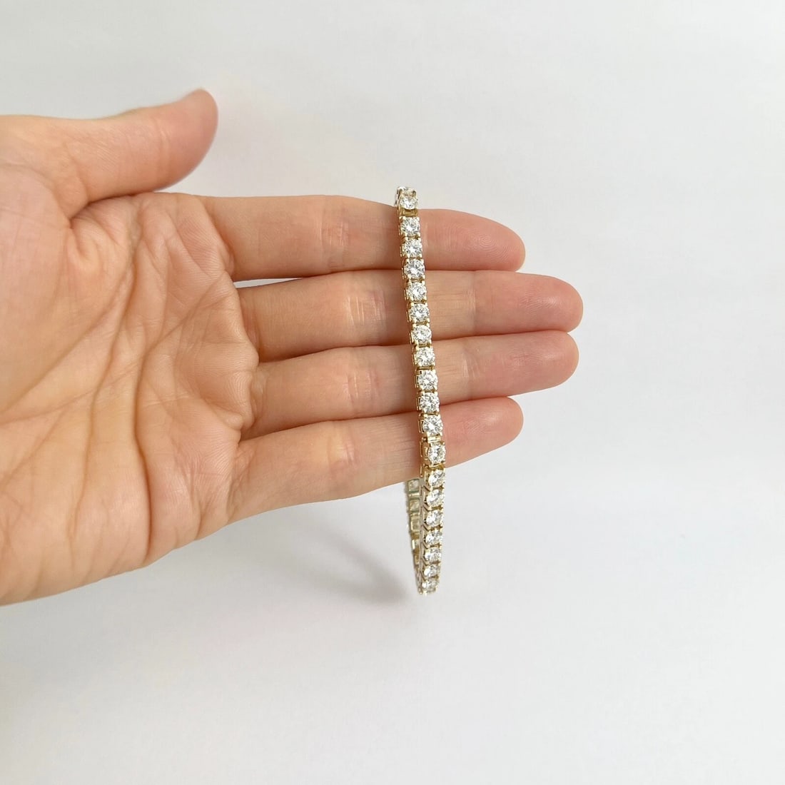 Round Diamond Tennis Bracelet 14K Yellow Gold, 7.25 Inches, 7.56 CTW - 2