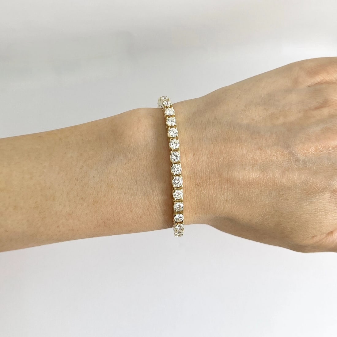Round Diamond Tennis Bracelet 14K Yellow Gold, 7.25 Inches, 7.56 CTW - 3