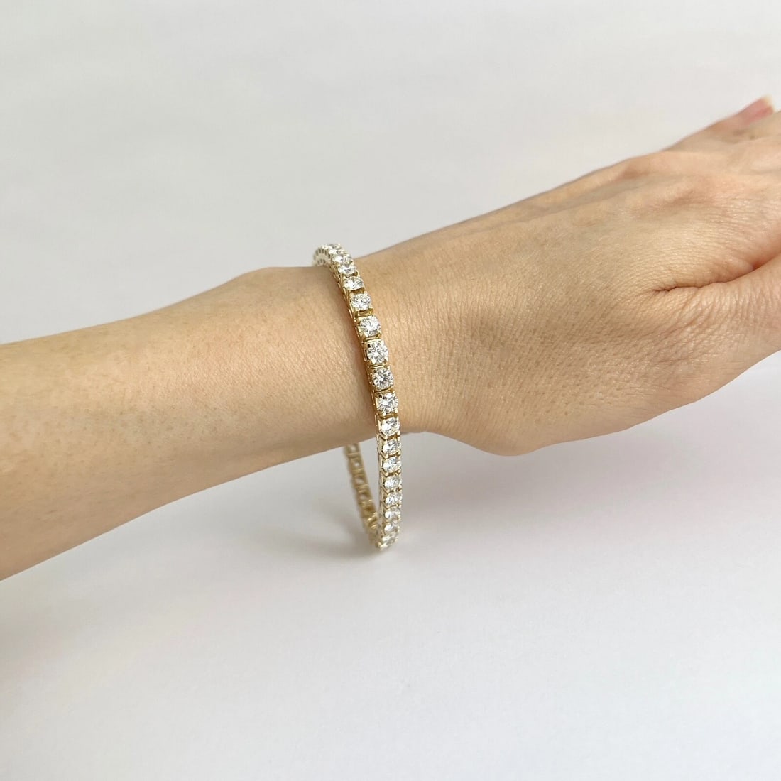 Round Diamond Tennis Bracelet 14K Yellow Gold, 7.25 Inches, 7.56 CTW - 4