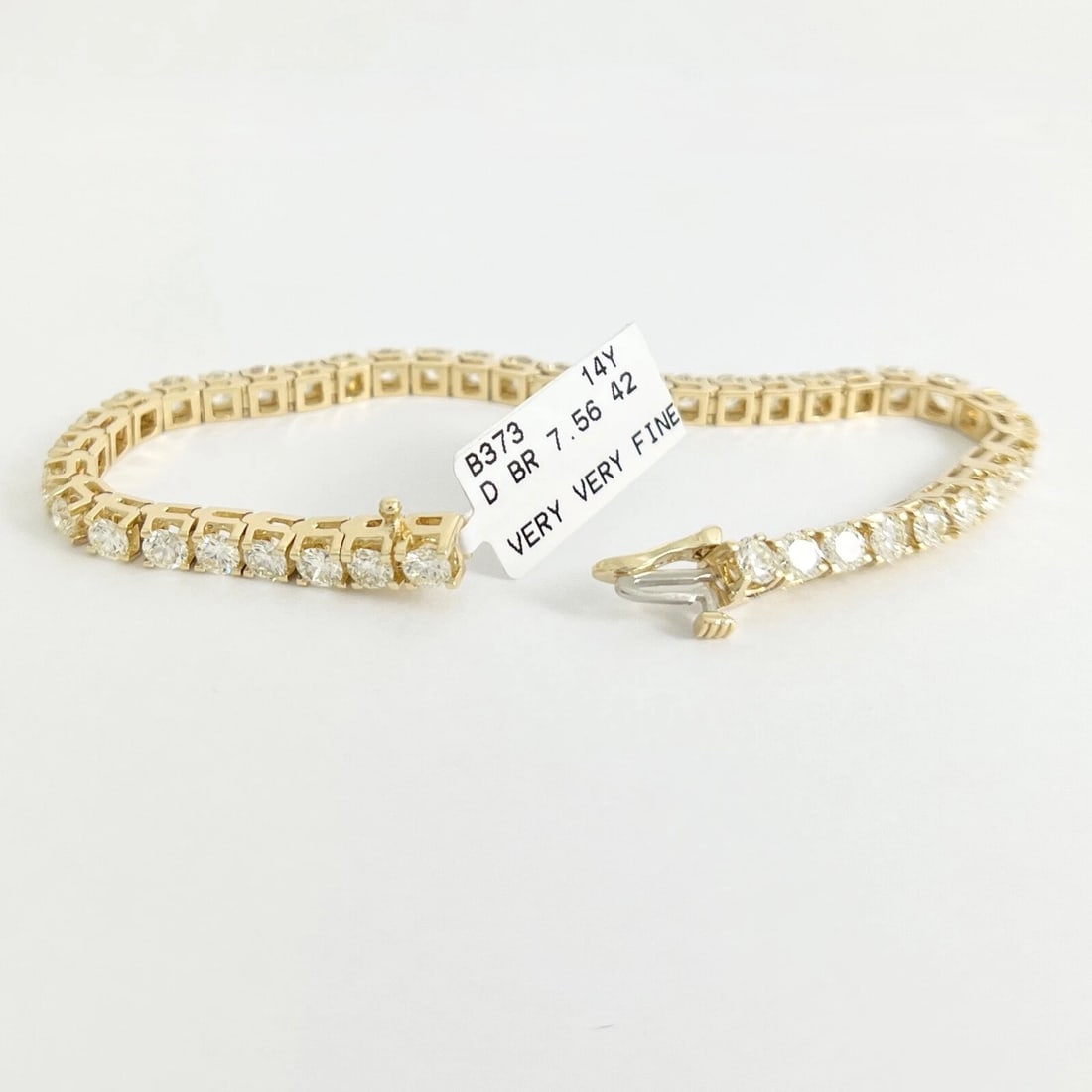 Round Diamond Tennis Bracelet 14K Yellow Gold, 7.25 Inches, 7.56 CTW - 7