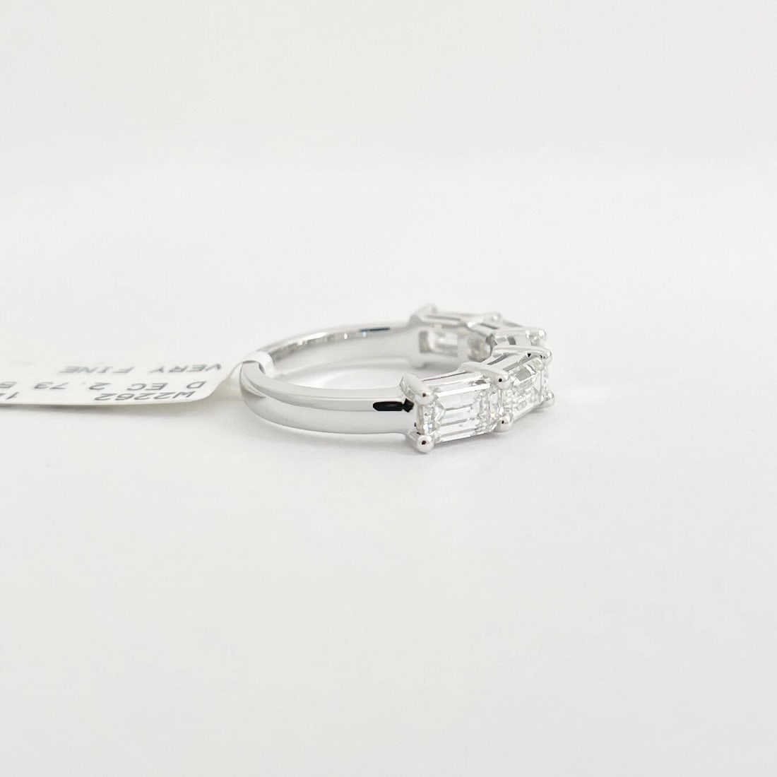 5-Stone Emerald Cut Diamond Wedding Band Anniversary Ring 14K White Gold - 7
