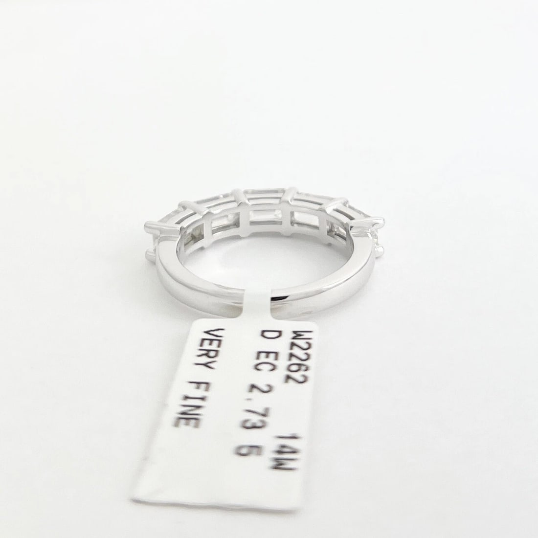 5-Stone Emerald Cut Diamond Wedding Band Anniversary Ring 14K White Gold - 8