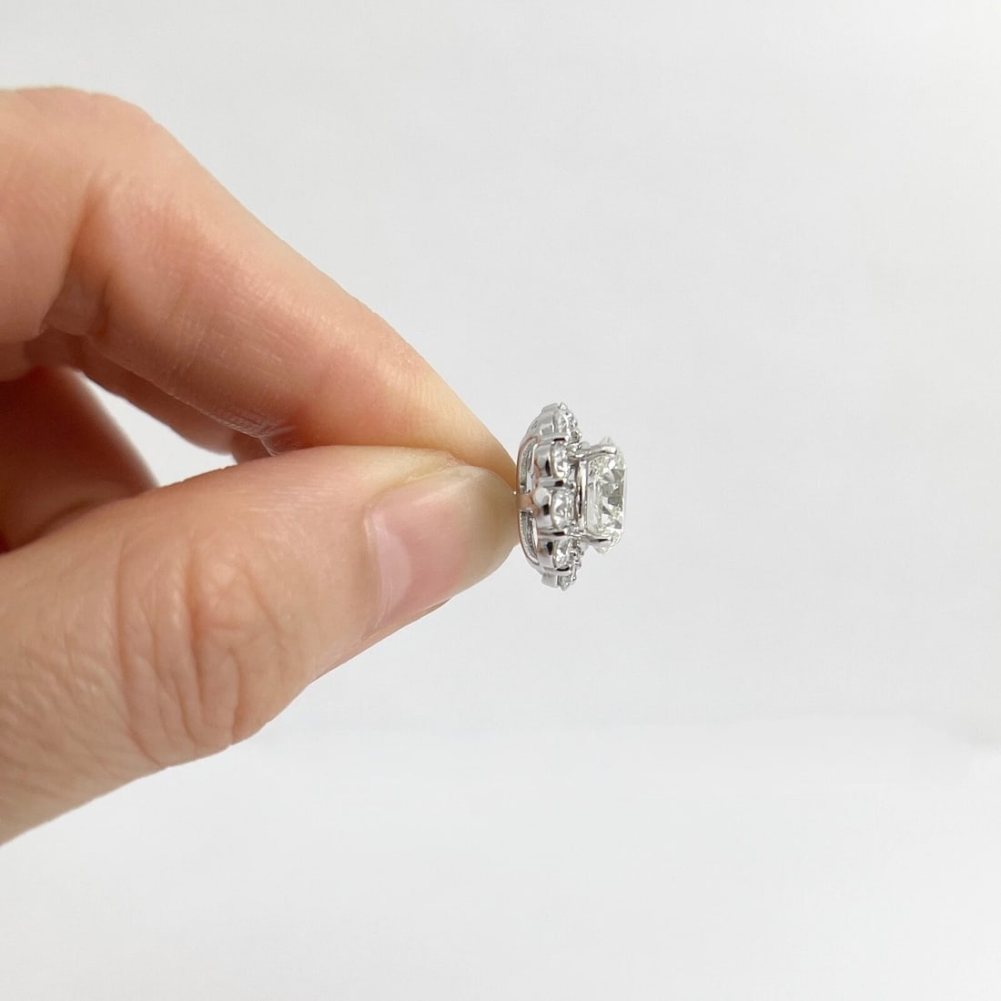 Round Diamond Halo Earring Jackets Enhancers 14K White Gold for 6.00 CTW Studs - 3