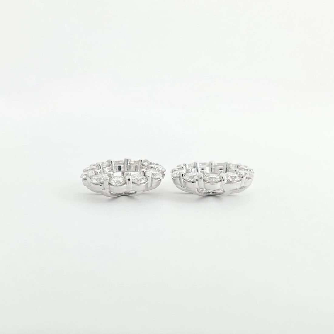 Round Diamond Halo Earring Jackets Enhancers 14K White Gold for 6.00 CTW Studs - 8