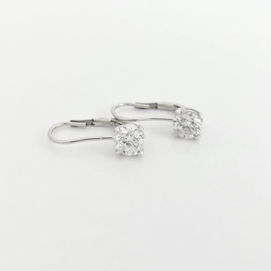 Round Diamond Drop Stud Earrings 14K White Gold .75 Inches, 1.45 CTW - 6