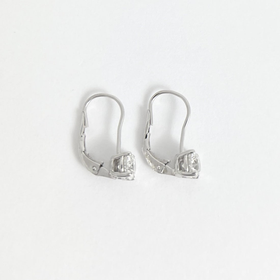 Round Diamond Drop Stud Earrings 14K White Gold .75 Inches, 1.45 CTW - 7