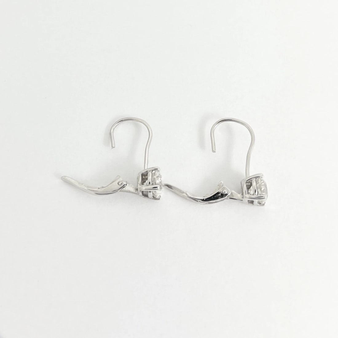 Round Diamond Drop Stud Earrings 14K White Gold .75 Inches, 1.45 CTW - 8