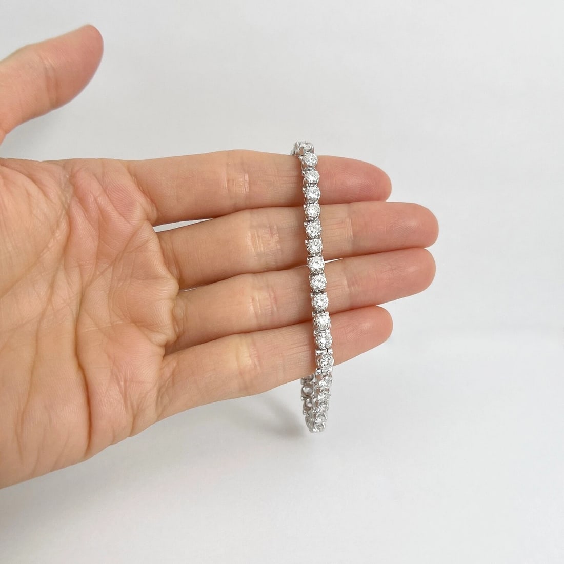Round Diamond Tennis Bracelet 14K White Gold, 6.5 Inches, 5.05 CTW - 2