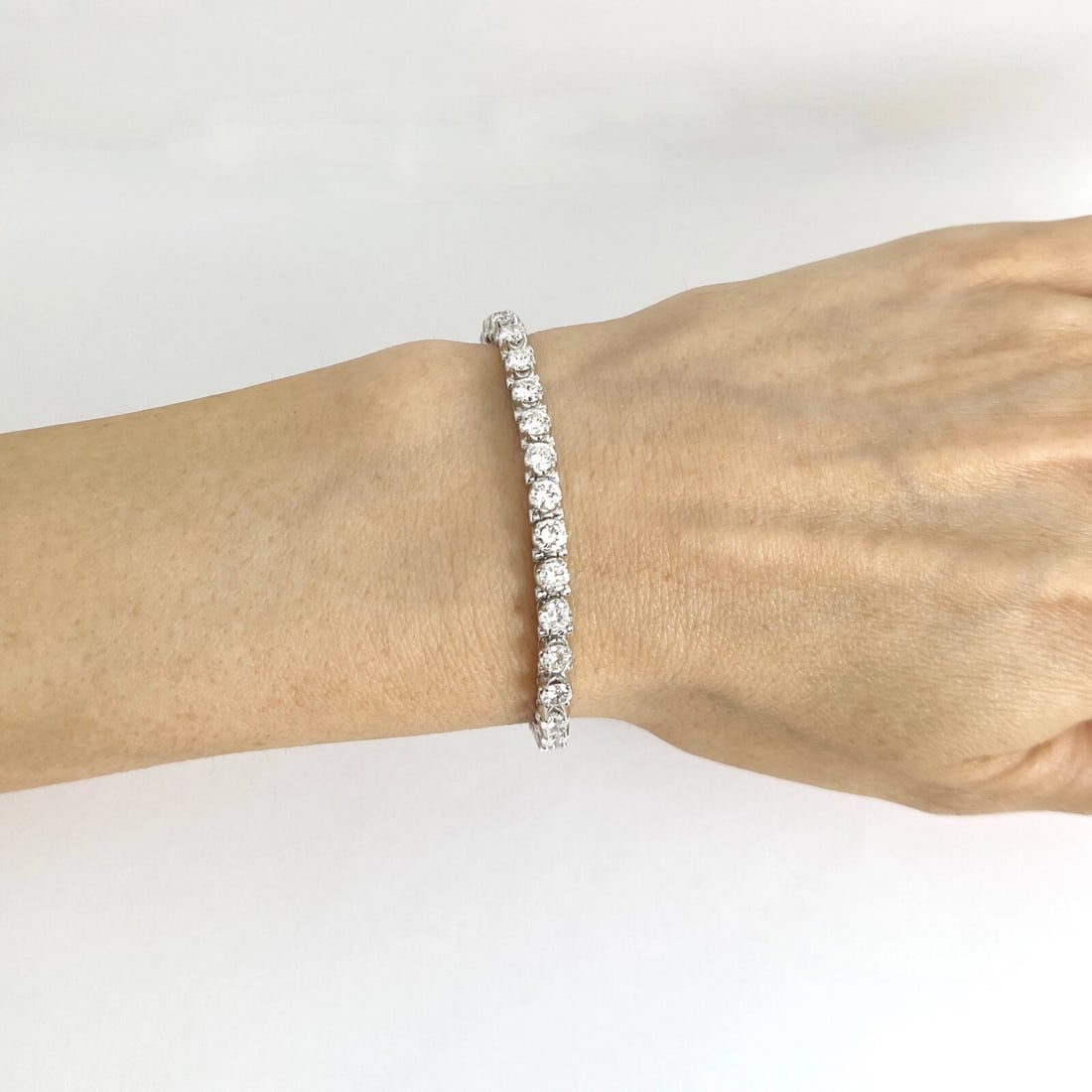 Round Diamond Tennis Bracelet 14K White Gold, 6.5 Inches, 5.05 CTW - 3