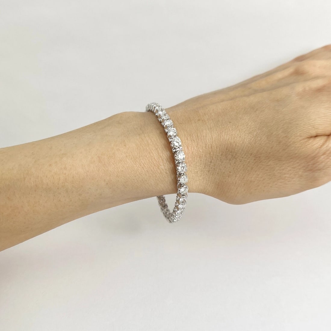 Round Diamond Tennis Bracelet 14K White Gold, 6.5 Inches, 5.05 CTW - 4