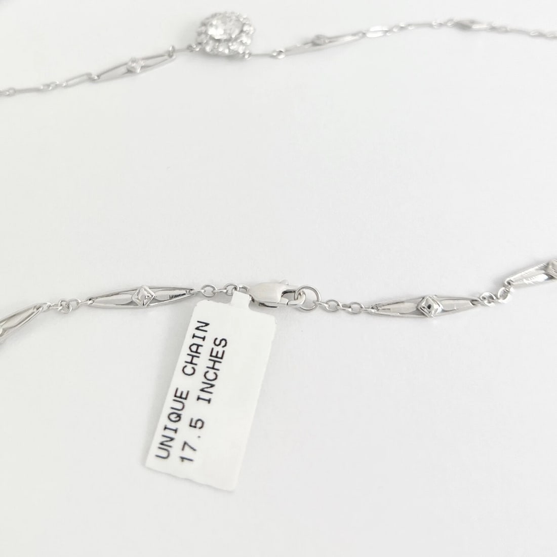 Round Diamond Halo Marquise Chain Pendant Necklace 14K White Gold, 1.82 CTW - 7