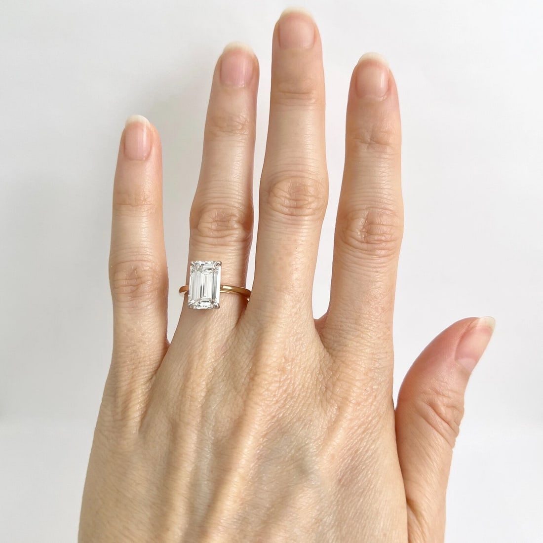 GIA Emerald Cut Solitaire Diamond Engagement Ring 14K Yellow Gold, 3.41 CT - 2