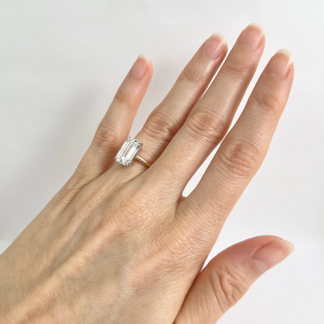 GIA Emerald Cut Solitaire Diamond Engagement Ring 14K Yellow Gold, 3.41 CT - 7