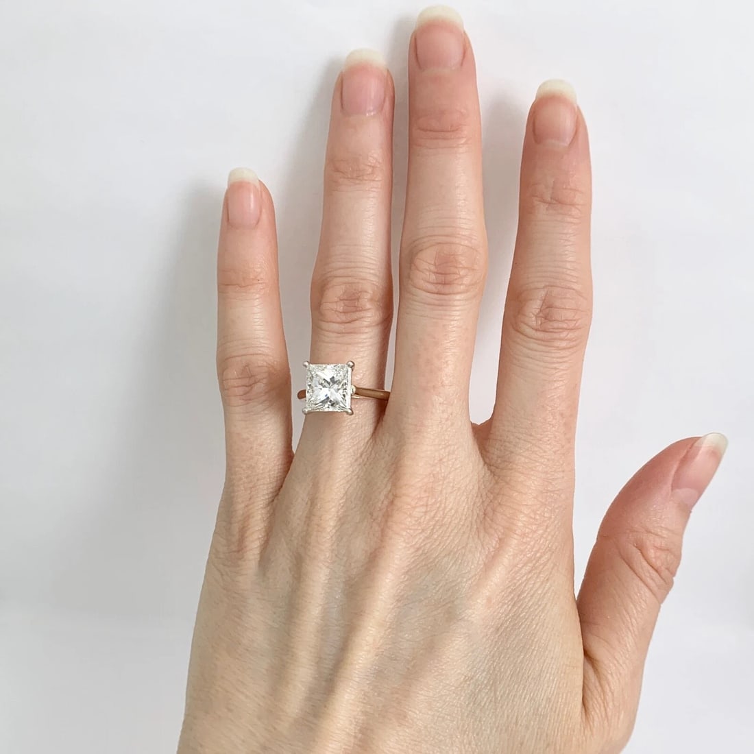 GIA Princess Solitaire Diamond Engagement Ring 14K Yellow Gold, 3.04 CT - 2