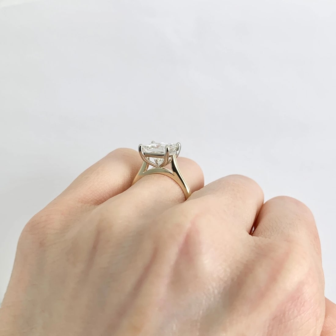 GIA Princess Solitaire Diamond Engagement Ring 14K Yellow Gold, 3.04 CT - 7